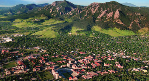 University of Colorado CU-Boulder Campus Flatirons Mountains